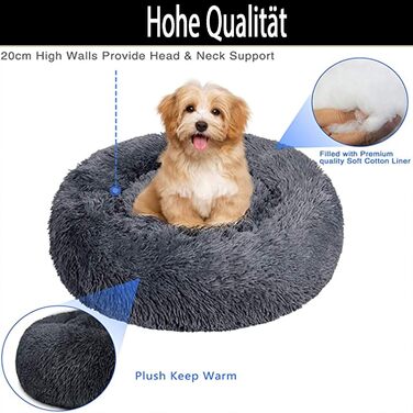Ортопедичне ліжко для собак XXL: м'яке, овальне, з ефектом пам'яті, для великих собак (лабрадорів), антистрес, миється, сірий