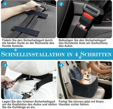 Автомобільний собачий сидіння для собак великих та середніх порід до 45 кг, знімний та пральний, з безпечними ременями та неслизьким дном для заднього сидіння авто