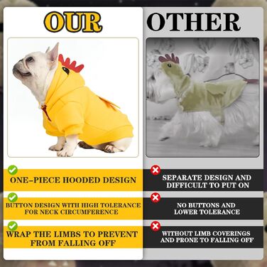Костюм для собак EXPAWLORER у вигляді курки, косплей для малих, середніх та великих собак, костюм на Хелловін, м'який пуловер, світшот, кумедний халат з капюшоном для тварин, одяг для цуценят, котів, хлопчиків та великих собак