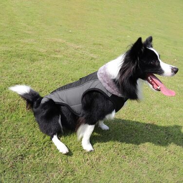 Водонепроникний теплий зимовий одяг для собак | Зимова куртка для собак з регульованими ремінцями, з флісовою підкладкою, чорного кольору