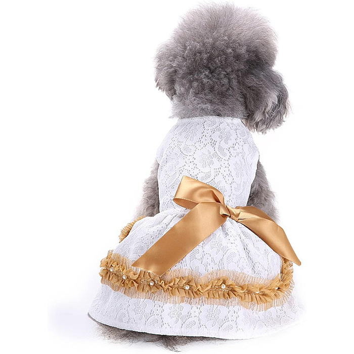 Сукня для собак LifeWheel: елегантний наряд для маленьких та середніх собак, цуценят. Сукня принцеси з мереживом, тепла, для святкування (Halloween, Різдво, весілля) - білий колір.