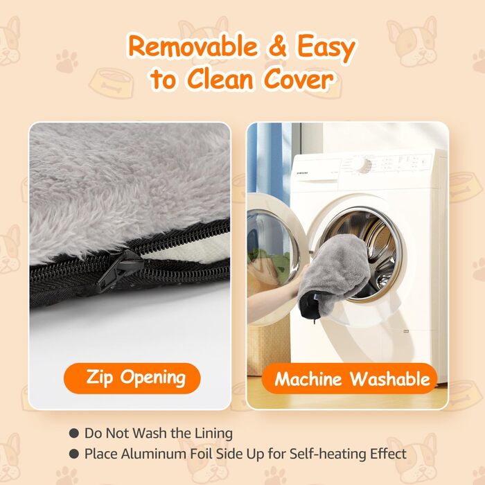 Nobleza Самогрівальна килимок для собак та котів, тепла підстилка для домашніх тварин на зиму, подушка для собак, 91x58x4 см, сірий