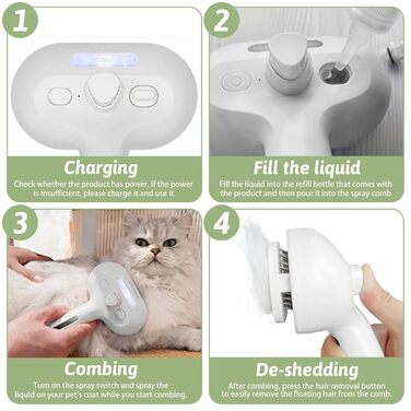 Парова щітка для котів Kurzhaar: видаляє шерсть та бруд, самоочисна, для короткої та довгої шерсті