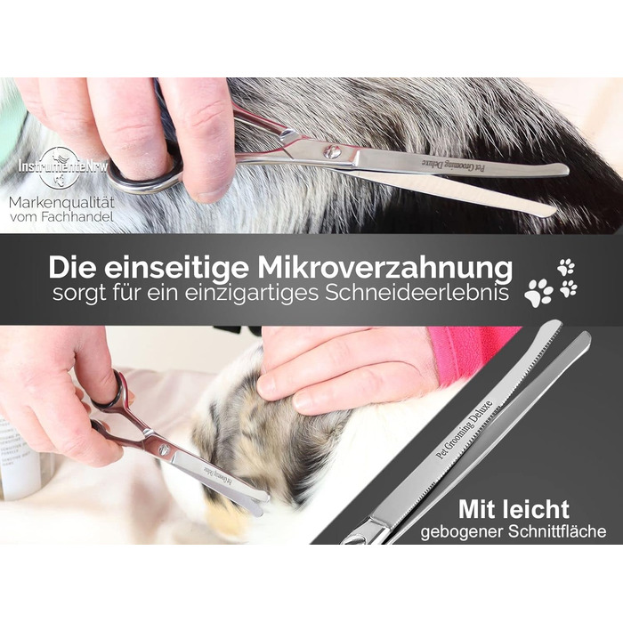 Ножиці для собак з вигнутим лезом - професійні ножиці для грумінгу собак з мікро-дрібною зубчастим лезом