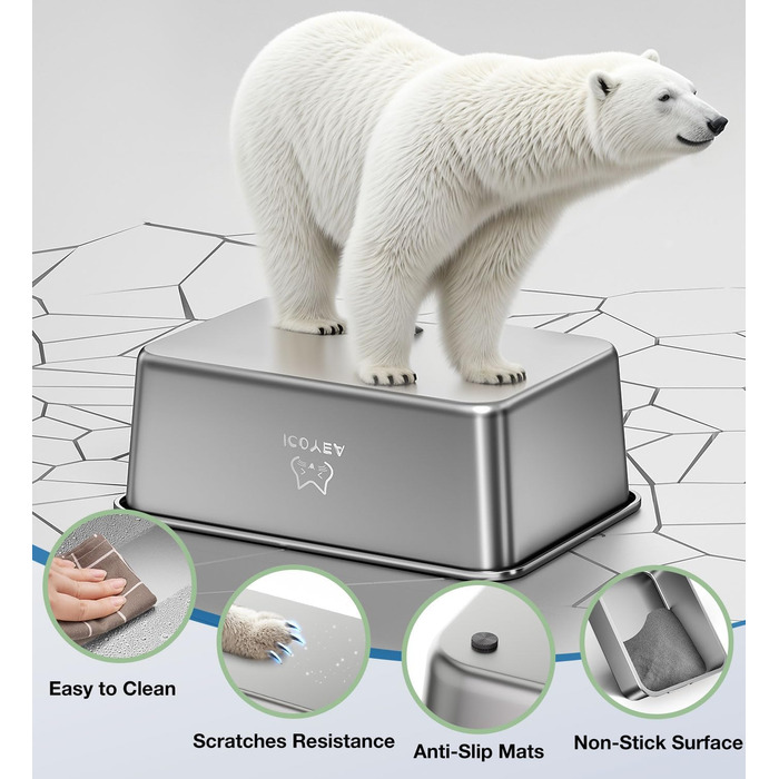 Котлочистка для котів ValuePro, нержавіюча сталь, XXL, 45x35x15 см, безперешкодна, антипригарне покриття, без запаху, легко мити