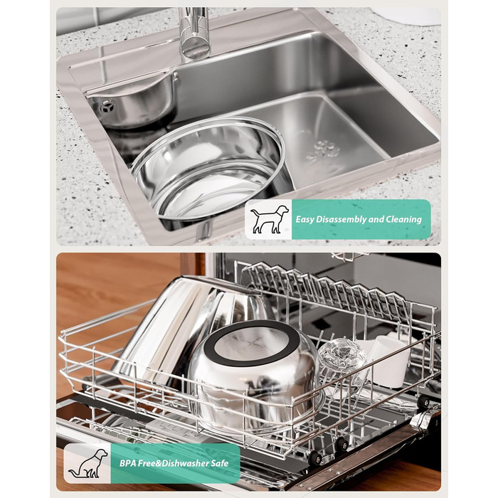 Миска для води для собак Stouchi, не розливається, нержавіюча сталь, велика місткість, повільний диспенсер води, антиковзаюча, для подорожей, зелений колір