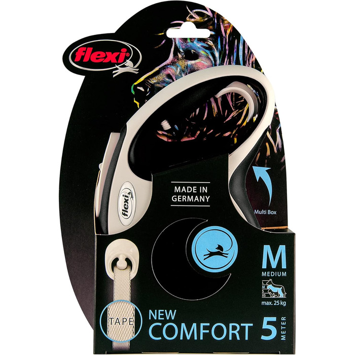 Рулетка Flexi New Comfort для собак і котів, чорна, 5 м, до 20 кг