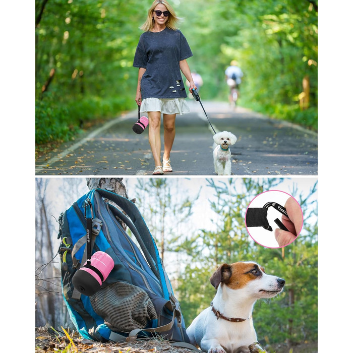 Складана пляшка для води для собак Lesotc, 520 мл, рожева - витоки виключені, для прогулянок, подорожей та кемпінгу