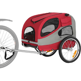 Причіп для собак до 30 кг, складний, з відбивачами, сумкою, м'яким внутрішнім простором та страхувальними ременями, червоний