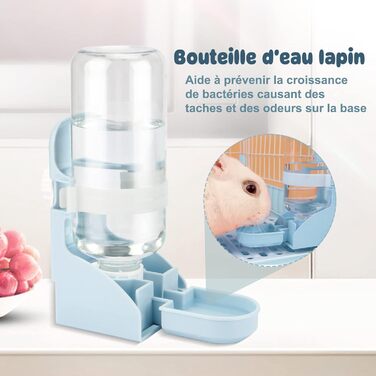 Автоматичний диспенсер води для тварин HYLYUN, 500 мл, підвісний, для морських свинок, шиншил, їжаків, фреток, блакитний