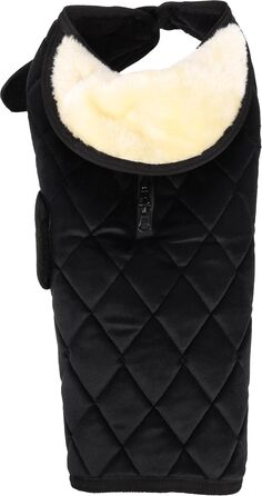 Зимовий теплий нашийник для собак Flamingo Jaffa чорного кольору, 55 см, з флісовою підкладкою, водовідштовхувальний, з клямками, для повірця, високий комір, XL