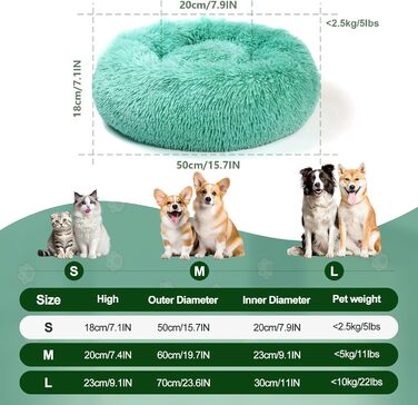 М'яке ліжко для котів та собак DONWEI, кругленьке гніздо-подушка, 60/50 см, блакитне