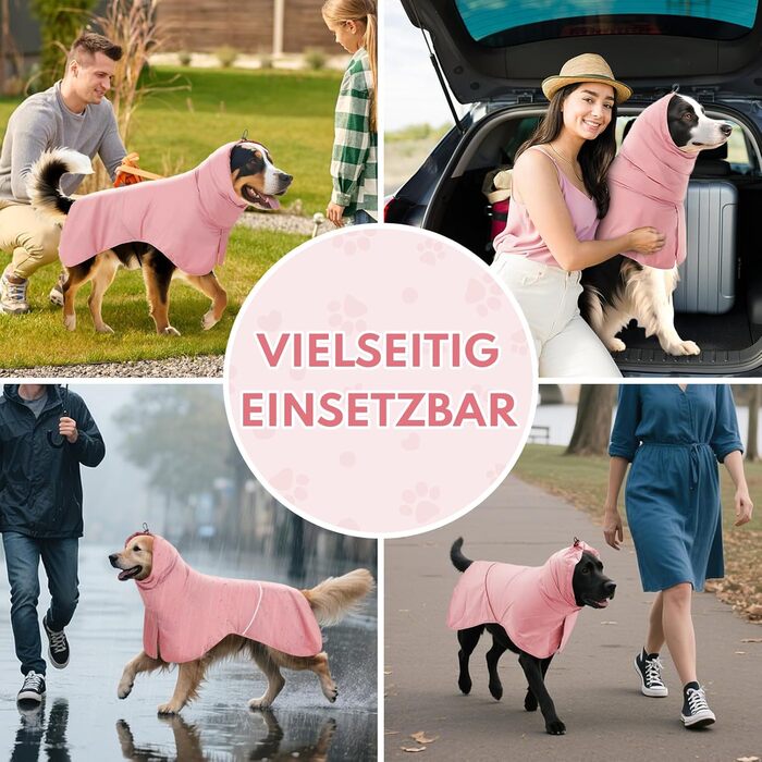 Водонепроникний дощовик для собак з світловідбиваючими смугами та отвором для хвоста - Дихаюча куртка для собак різних розмірів, вітростійка та регульована для собак середніх та великих порід (Рожевий, M)