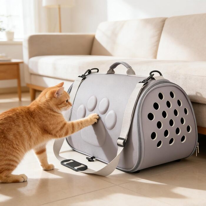 Транспортна сумка для кота Katzen Reisetasche - сіра, для подорожей та прогулянок