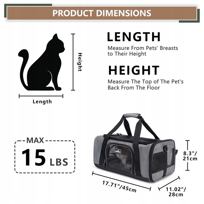 Складана сумка-переноска для котів та собак WAKYTU, сіра