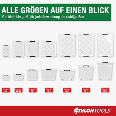 Коробки для зберігання ATHLON TOOLS 4шт по 20 літрів з кришкою, харчові, прозорі, з затискачами, з 100% нового пластику, стекуються | 20 л | 4 шт.