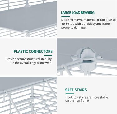 Клітка для котів YITAHOME для дому та вулиці, 2-ярусна, з металевим дротом, з 2 дверима та драбиною, 71x71x71 см, біла