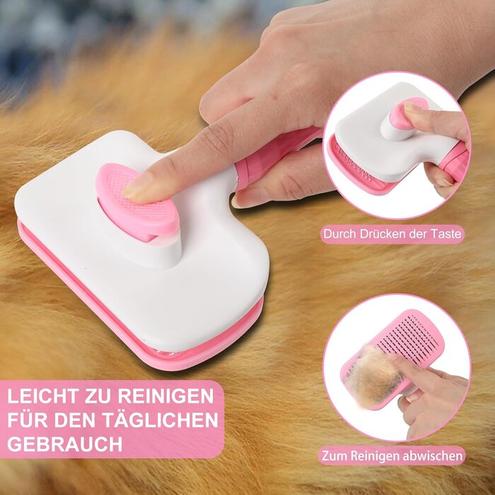 Набір для грумінгу собак та котів (9 шт.) - щітка для самостійного очищення, гребінець для видалення ковтунів, триммер для нігтів з напилком, гребінець від бліх, рукавичка для миття - професійний набір для догляду за шерстю для короткошерстих та довгошерс