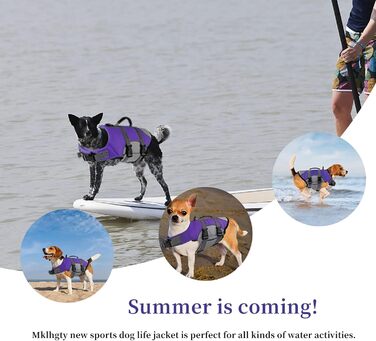 Жилет для плавання собак, світловідбиваючий, регульований. Безпечний жилет для собак з ручкою для рятування, підходить для плавання та катання на човні. Ripstop жилет для собак малого, середнього та великого розміру (Фіолетовий, X-Small)