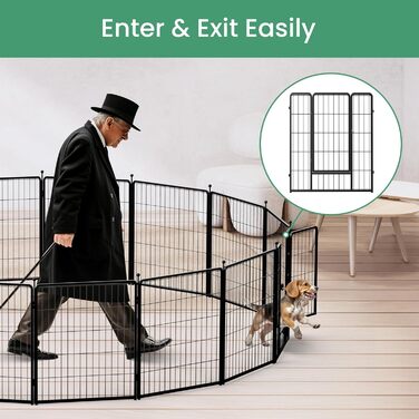 Металевий вольєр для собак, 61 см, 8 панелей, чорний – для дому, вулиці, кемпінгу, дачі