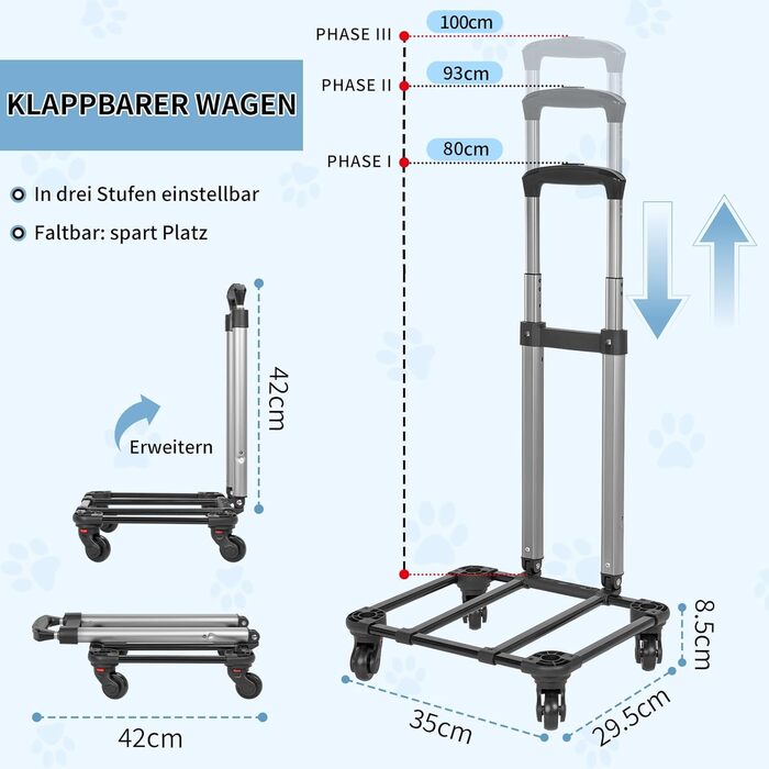 OUUTMEE Сумка-переноска для тварин, знімний чохол на колесах, ідеальна для котів та маленьких собак, багатофункціональний рюкзак, сумка-рюкзак 4-в-1, дихаюча (блакитна)