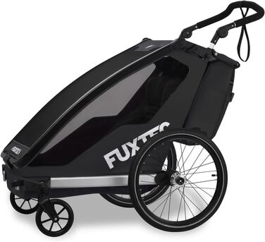 Фуктек Причіп для велосипеда Sportfux на 2 місця, з кишенькою, світловідбивачами, ручкою, захистом від дощу та сонця, складний, фіолетовий FX-FA1 (чорний)