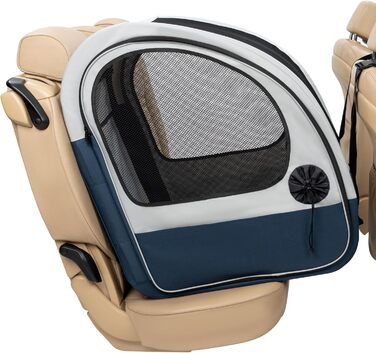 Складана транспортна коробка PetSafe Happy Ride для собак, для заднього сидіння авто, з сітчастими дверцятами для вентиляції, синьо-сіра