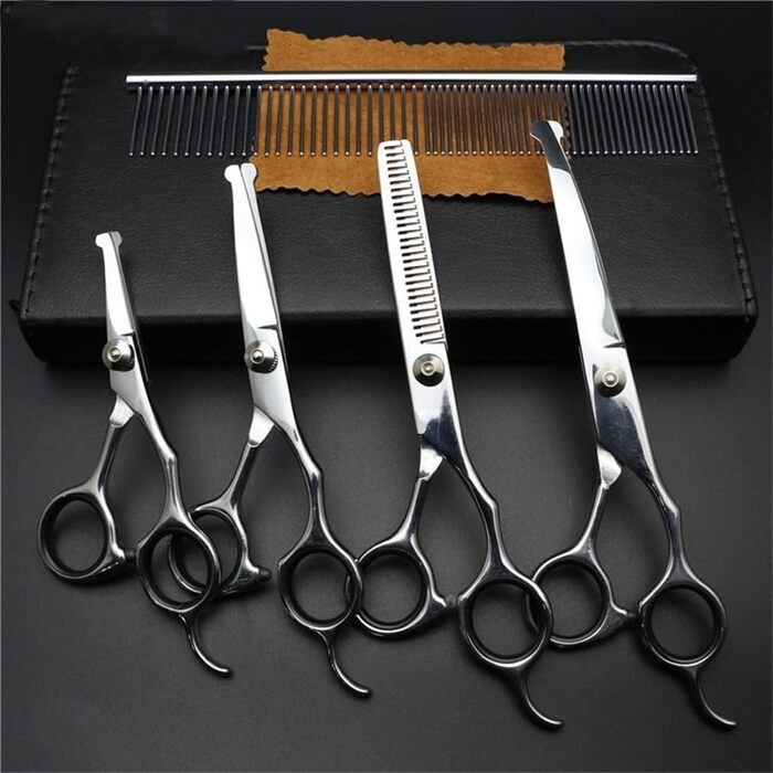 Набір професійних ножиць для грумінгу собак та котів, 4.5-6.5 дюймів, з безпечними закругленими кінцями, рожевий (чорний)