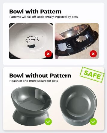 Підвищений годівниця для котів LoeJan, 142 мл, кераміка, анти-блювотна, для захисту хребта, підходить для котів, маленьких собак та кошенят, сірий колір, 1 шт.