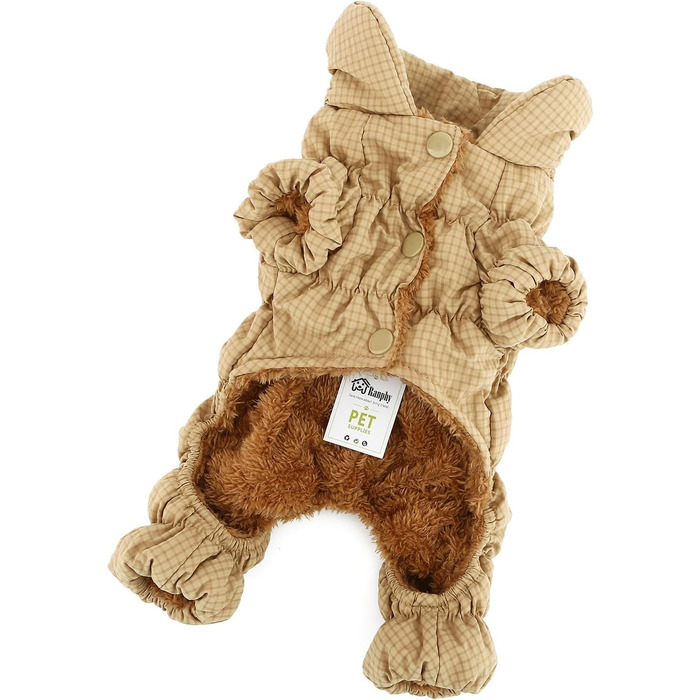 Зимовий теплий костюм-комбінезон для собак, тепла підкладка фліс, водонепроникний, для маленьких порід (йоркширський тер'єр, чихуахуа), зелений (L, хакі)