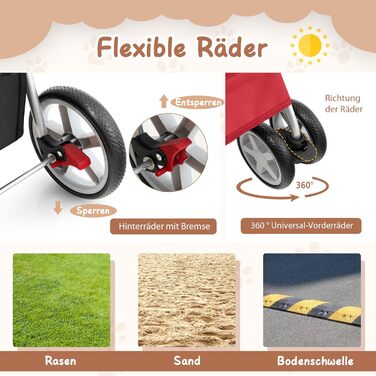 Візок для тварин GYMAX: складаний, до 15 кг, з кошиком, захистом від дощу та сіткою, для собак та котів