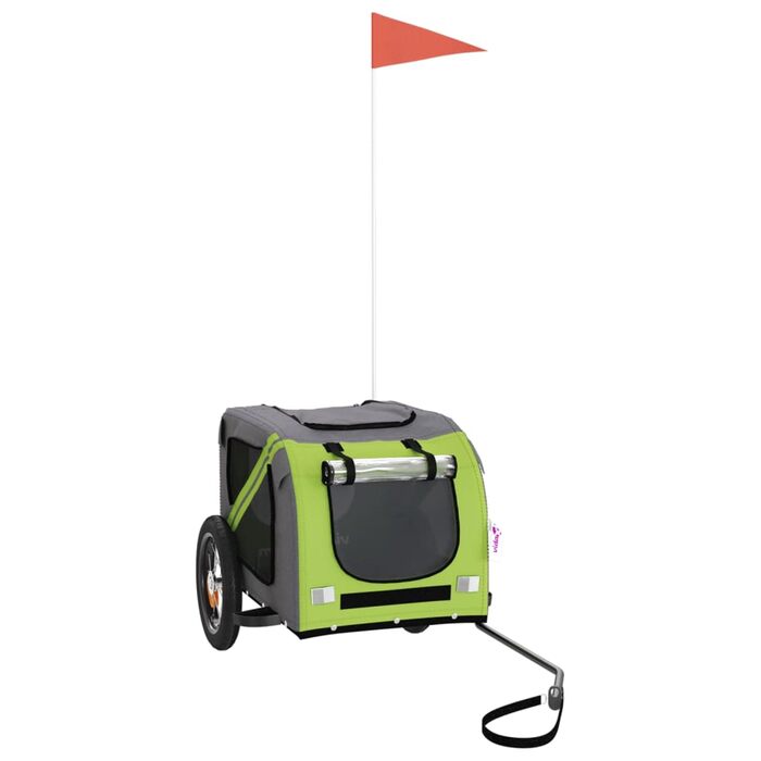 Транспортна причепа для собак Oxford-Gewebe, 124x53x53 см, зелено-сіра, для малих собак та котів, модель 93871
