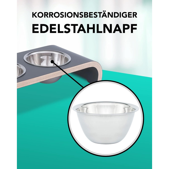 Набір для годування котів MilaCasa Katzennapf - 2 миски, піднята платформа, подвійний набір - годівниця для котів, миска для води (сірий)