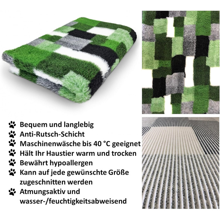 Килимок для собак Elropet: преміум vetbed 30 мм, різні розміри (S/M/L), зелений діамант