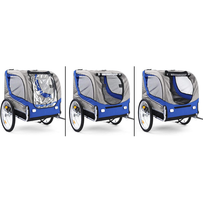 Причіп для велосипеда для собак, складний, блакитний/сірий, до 40 кг