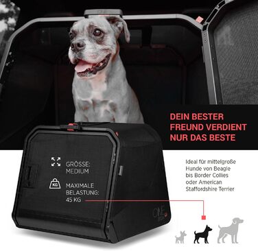 Транспортна переноска для собак 1one1 Origami Medium | Алюмінієва переноска для собак в авто | Складана переноска для собак з тестуванням на авіакатастрофи | Переноска для собак з алюмінію та текстилю до 45 кг