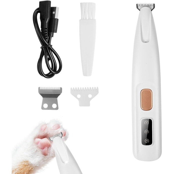 Професійний триммер для тварин PawTrim Pro з LED-підсвічуванням: бездротовий, водонепроникний, USB-зарядка, для собак, котів, догляду за лапами, вухами, обличчям та тілом