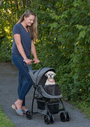 Дитяча коляска для тварин Pet Gear Happy Trails Lite, Dark Platinum, з підкладкою та ремінком безпеки