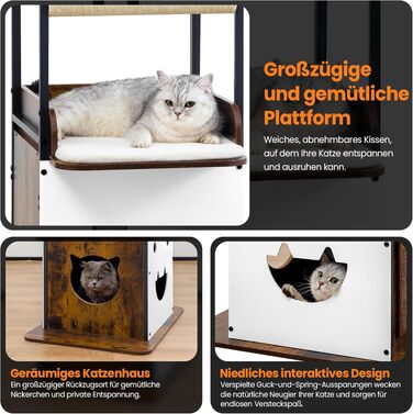 Комплекс для котів Kratzbaum XL 170 см: Дряпка-стовпчик, будиночок, платформа, гамак - Сірий котячий дерево для великих котів