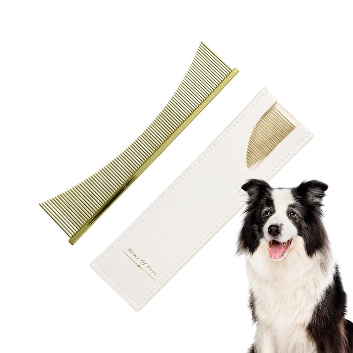 Гребінець для котів Flohkamm - щітка для грумінгу та видалення комах, для довгошерстих порід, щоденний догляд та після купання (золотий)
