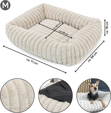 Крісло-ліжко для собак Wallace & Jones Mary - Пісок | M | 71 x 58 x 18 см | М'яке місце для сну, кошик для собак