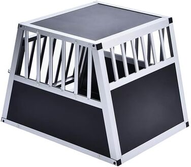 Транспортна переноска для собак Home Deluxe SKITO - M, 69x54x50 см, Алюміній/MDF, Срібно-чорний