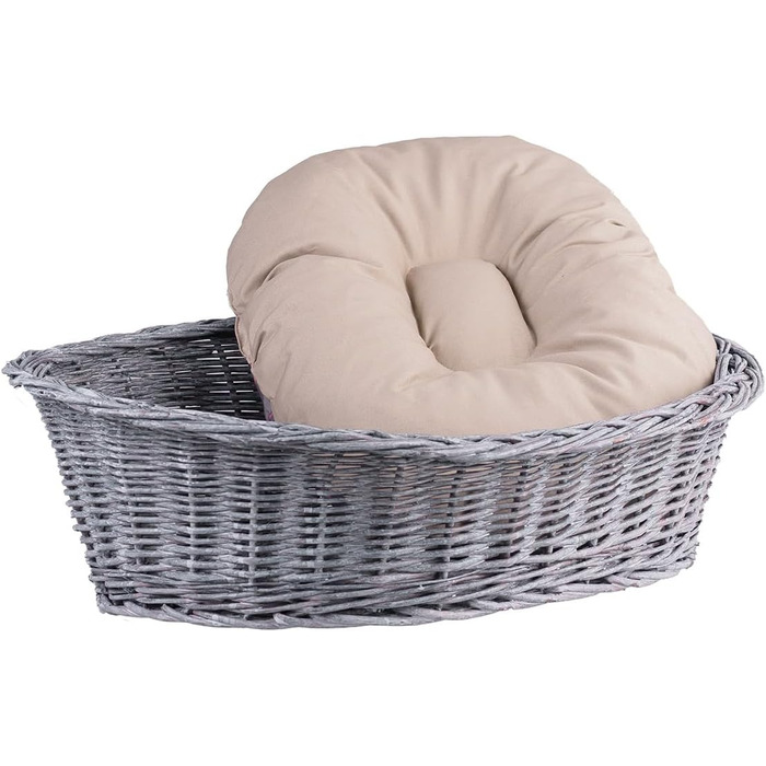 Плетене ліжко для собак та котів з лози (50x36x16 см, сірий)