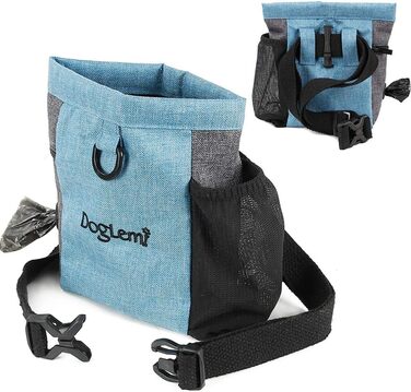 Футляр для ласощів для собак Leckerlibeutel з магнітною застібкою, водонепроникний, з регульованим шнурком та відділенням для відходів, для тренувань та навчання собак (Блакитний)