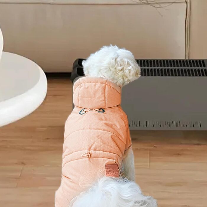 Зимовий одяг для собак: тепла куртка-худі для маленьких собак, 2XL, оранжева | Зручні зимові куртки для собак
