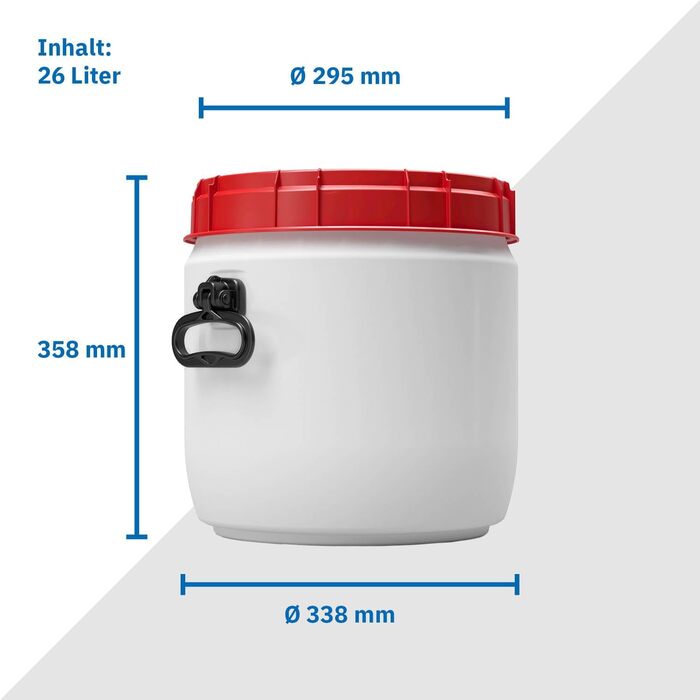 Контейнер для корму тварин DIE BOX FABRIK 26 л з кришкою і лопаткою, широке горло, HDPE, міцний, зручні ручки