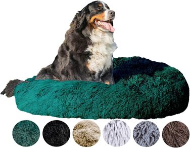 Лежак для собак і котів Grand Filippo Fluffy 120 см, зелений, флісовий, круглий, знімний чохол, машинне прання, ручна робота