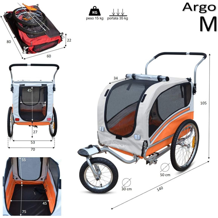 Причеп для собак PapilioShop Argo - великий, зелений (маскування), для собак S-M-L