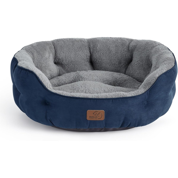 Ліжко для котів BEDSURE, двостороння подушка, 63x53x20 см, м'яке та пране, для котів і малих собак, темно-синє