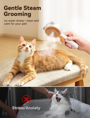 Щітка для котів FEELNEEDY з парою, USB-зарядка, для довгої та короткої шерсті, 2 швидкості, оранжева